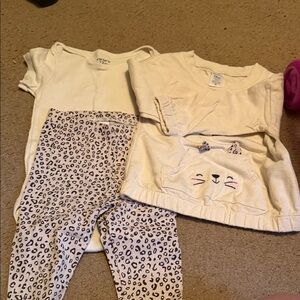 Carter's Cream and Black Leopard Pajama Set